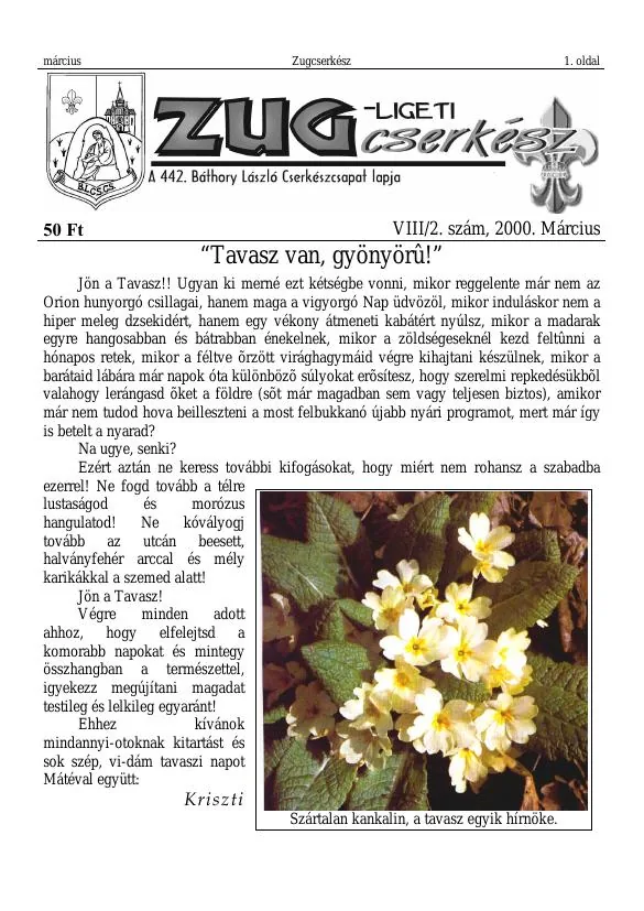 ZugCserkész 2000. március — címlap
